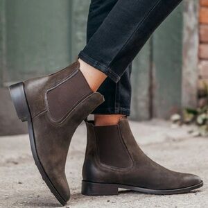 Thursday duchess boots in dark olive suede. Size 8